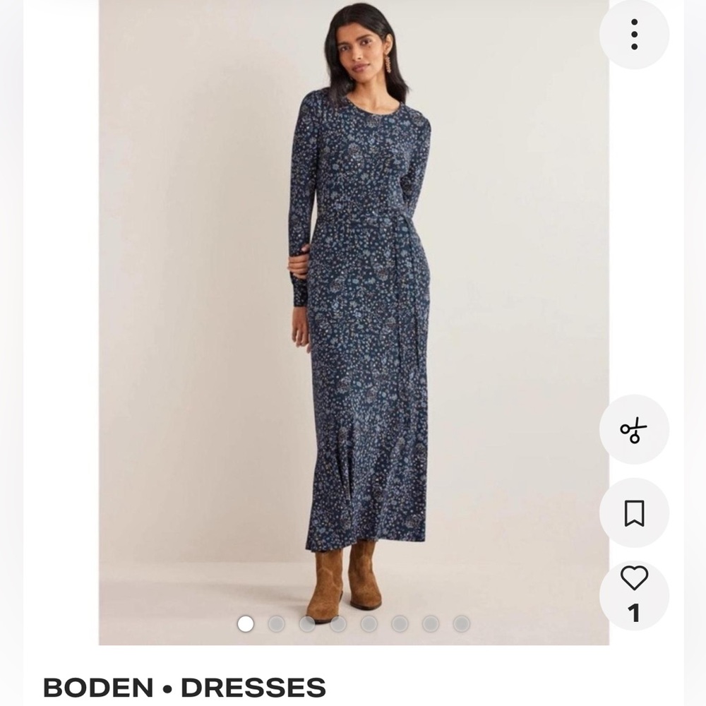Boden Navy Floral Long Sleeve Dress